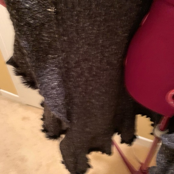 Olivia M long cardigan with knit ruffles and faux fur tuft trim - Picture 10 of 16